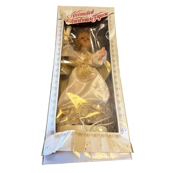 Vintage Illuminated Animated Angel 23 inch Doll Candle Golden Wings Holiday Chis - Picture 8 of 8
